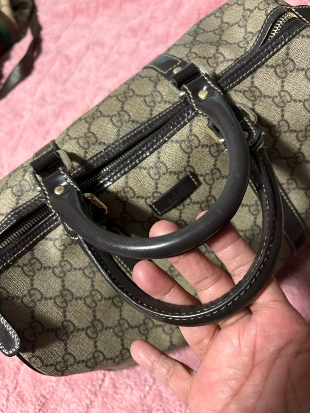 Gucci Beige Monogram Canvas Satchel with Dark Brown Trim - Picture 3 of 14